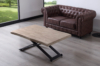 MESA CENTRO ELEVABLE ZOE 120 x 80 CM ROBLE HONEY / NEGRO TAPA CON FORMA. - Imagen 2